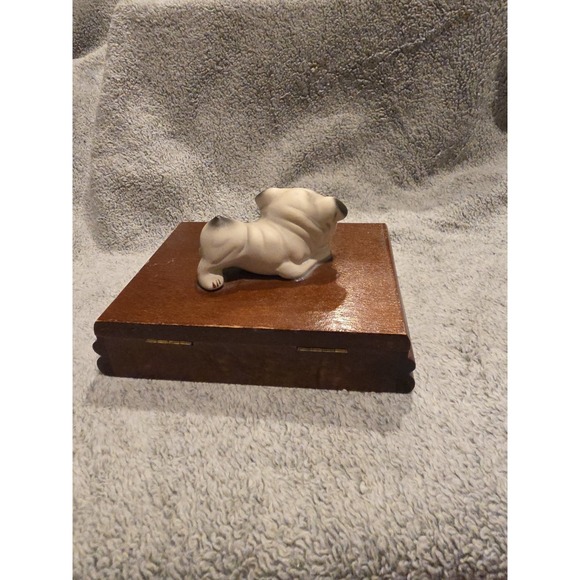 Vintage Bulldog Dog Playing Cards Grumpy Box For Cards Or Trinkets Keepsakes - Picture 5 of 7
